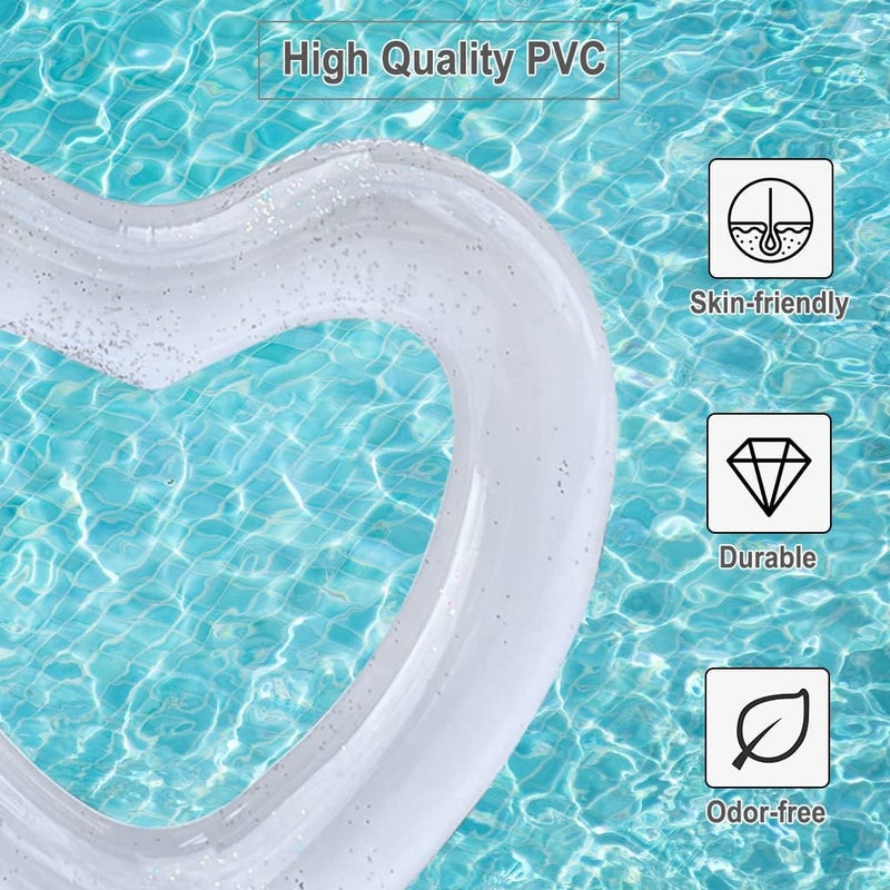 Blublu Park Inflatable Heart Pool Float, Sweet Love Swim Rings Float Loungers Tube for Summer Water Fun Beach Party Toys for Kids, Adults - Image 5